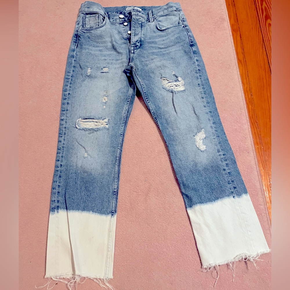 Zara 1975 basic denim 100% cotton white bottom